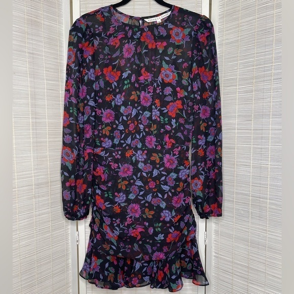 Veronica Beard Dresses & Skirts - Veronica Beard Robin Silk Floral Mini Dress Purple Black Size 2